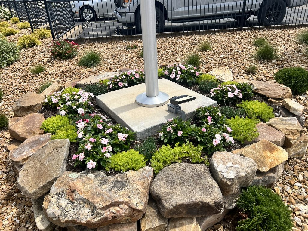 Mulch bed installation with new plants